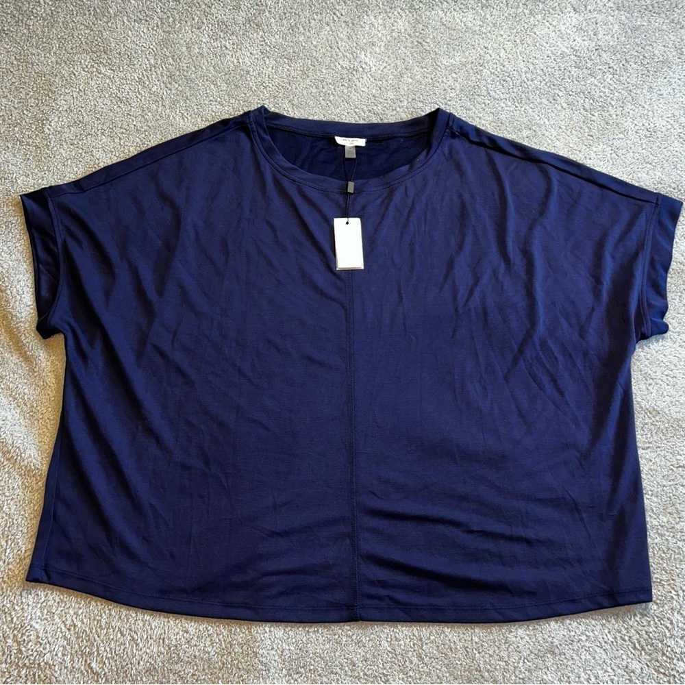 Cable & Gauge Navy Blue Casual Blouse